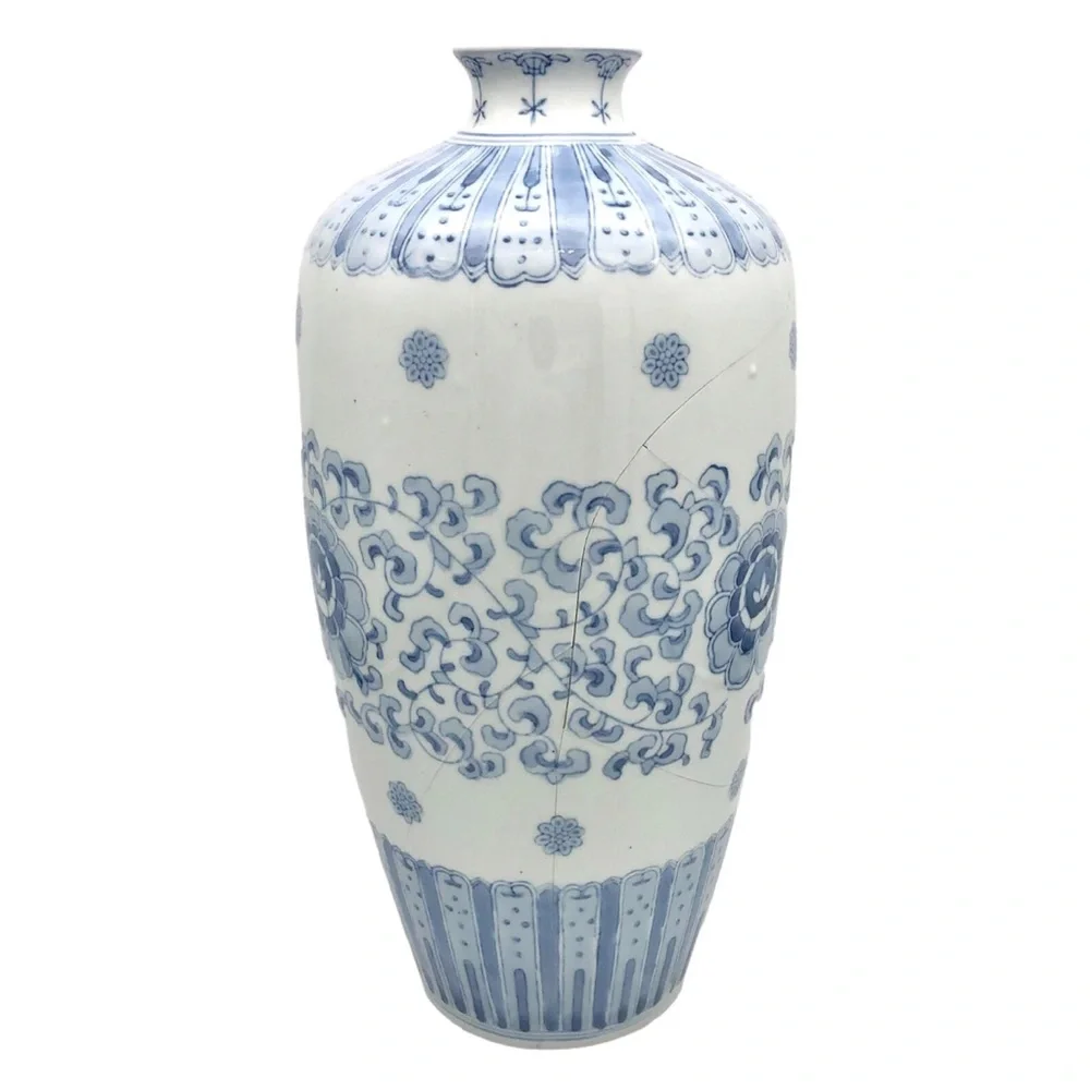 Kintsugi Vase 15” Chinese Porcelain Gold Crack Art Growth Anniversary Gift - Picture 5 of 12